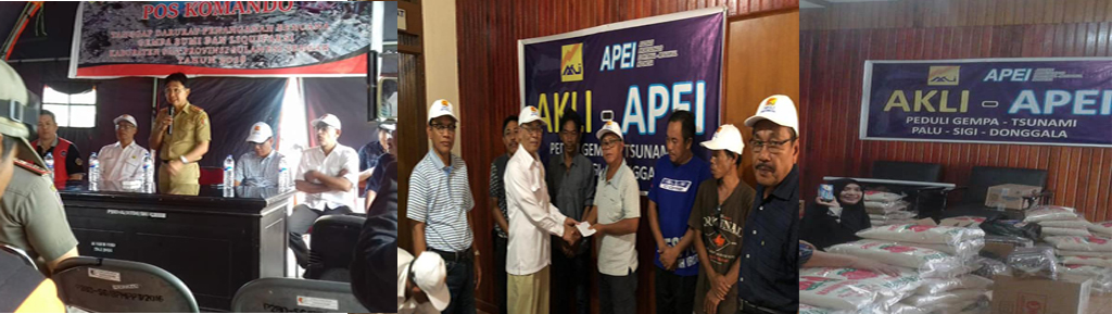 Penyerahan DONASI gempa dan likuipaksi di Palu Sigi Donggala dari AKLI dan APEI
